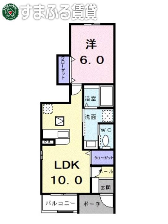 ソレイユ 23(1LDK/1階)の間取り写真