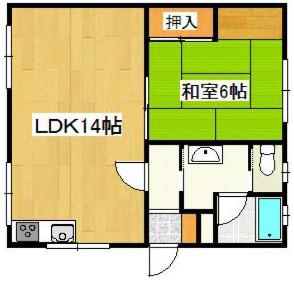 〇アクセスコートA棟(1LDK/2階)の間取り写真
