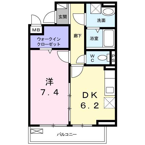 プリムローズ(1DK/2階)の間取り写真