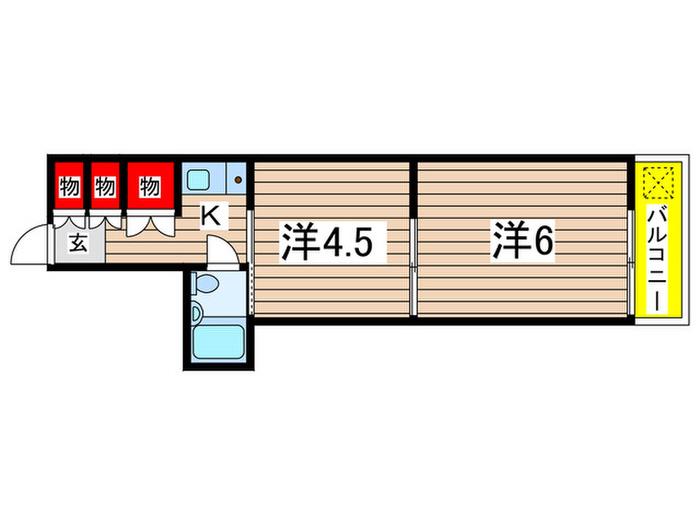 リファレンス千葉旭町(2K/3階)の間取り写真