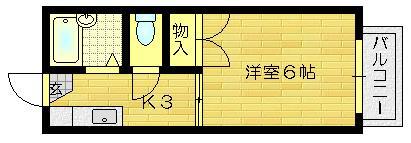 サマックス絵夢(1DK/2階)の間取り写真