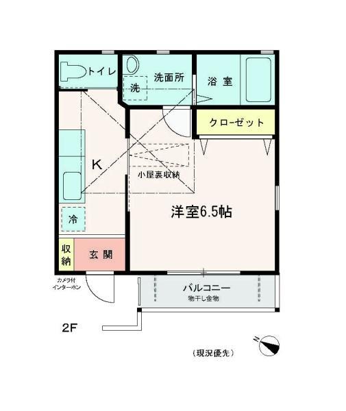 ボンメゾン鶴間(1K/2階)の間取り写真