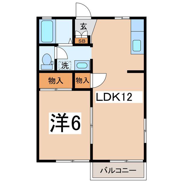 ハイツ玉穂(1LDK/2階)の間取り写真