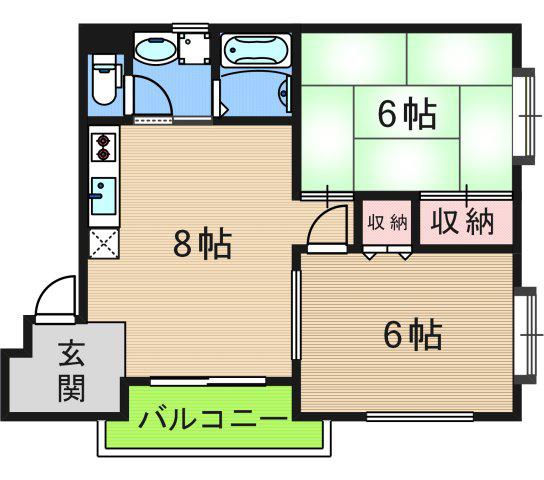 ファミール御崎(2DK/2階)の間取り写真