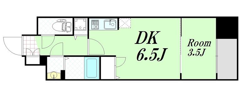 スワンズシティ新大阪プライム(1DK/3階)の間取り写真