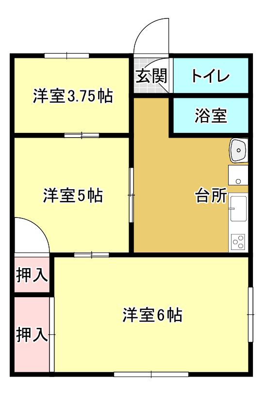 丸子2丁目黒柳(3K/2階)の間取り写真