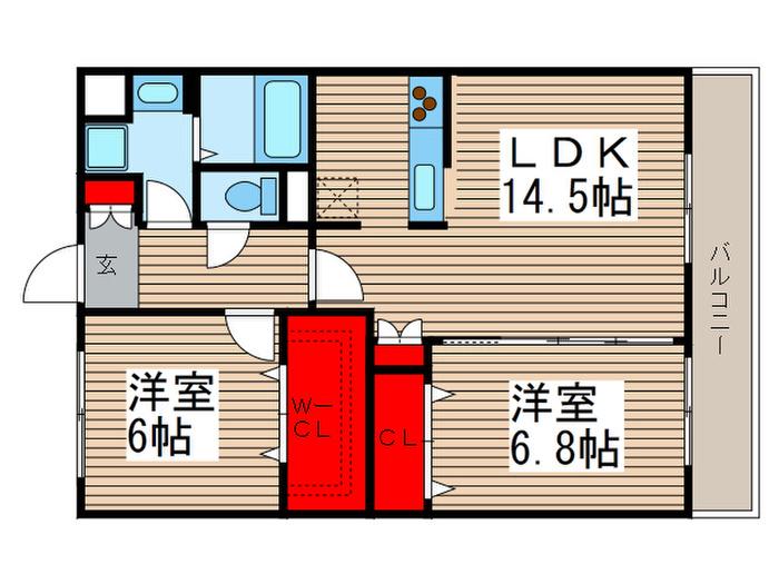 フレズノ(2LDK/1階)の間取り写真