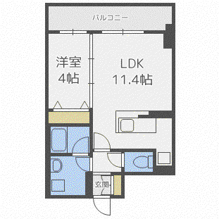 バロンドール(1LDK/14階)の間取り写真
