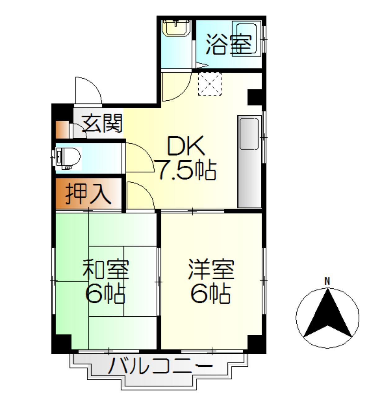 中本ビル(2DK/3階)の間取り写真
