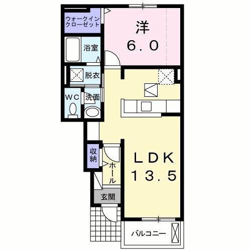 ベル カンフリエ(1LDK/1階)の間取り写真