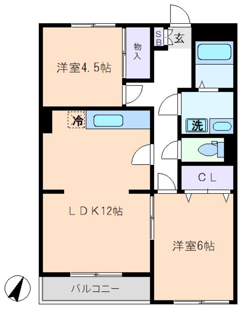 コミネマンション(2LDK/2階)の間取り写真