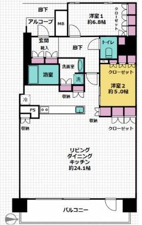 BLUE HARBOR TOWERみなとみらい(2LDK/16階)の間取り写真