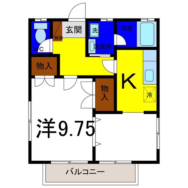 ハイツもみの木(1K/2階)の間取り写真