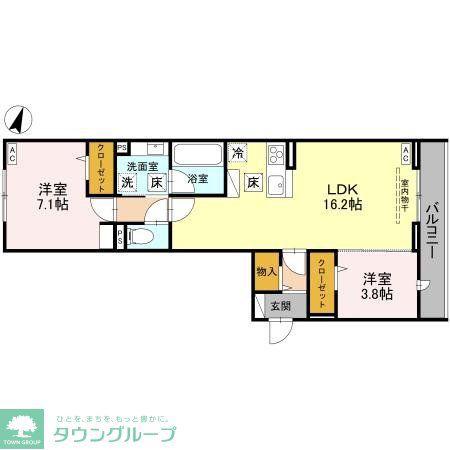 NOBLE PALACE戸塚東 B(2LDK/2階)の間取り写真
