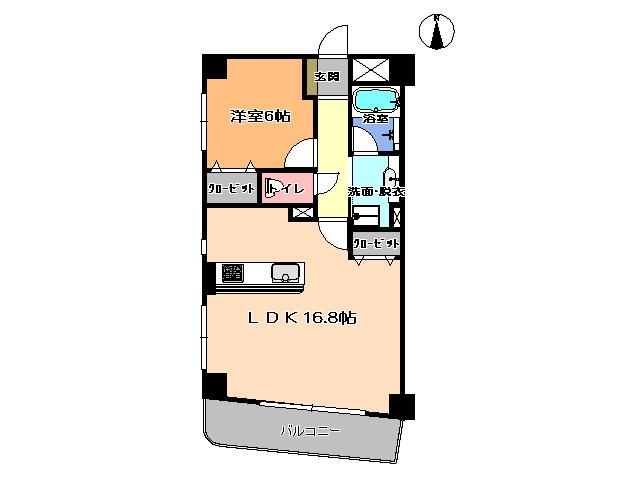 レフィナード峰(1LDK/2階)の間取り写真