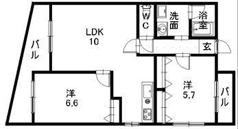 ROOX高宮(2LDK/7階)の間取り写真