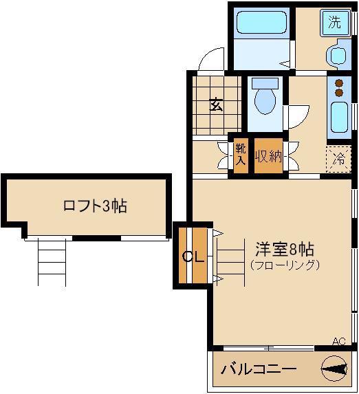NKハイツ(1K/2階)の間取り写真