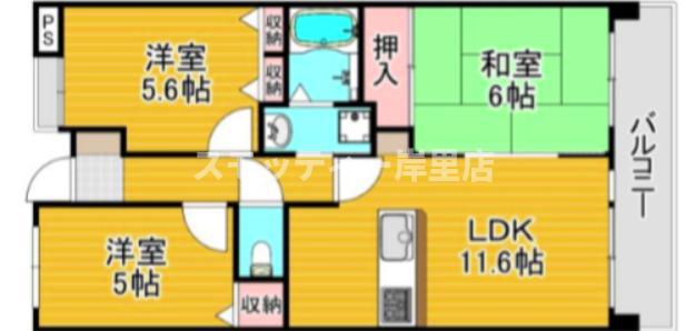 ノアーズアーク住之江(3LDK/5階)の間取り写真