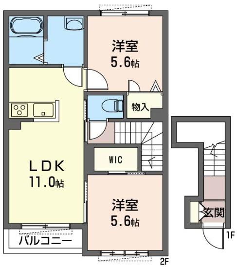 湘南プレイス(2LDK/2階)の間取り写真