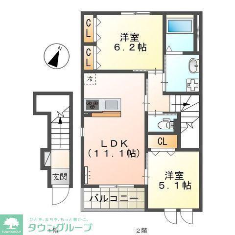 CORNIOLO (2LDK/2階)の間取り写真