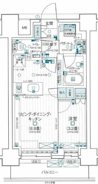 デュオステージ海老名Ⅱ(1LDK/4階)の間取り写真
