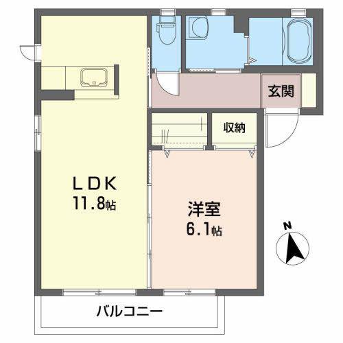 クラージュII(1LDK/1階)の間取り写真