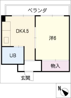 山田ビル(1DK/3階)の間取り写真