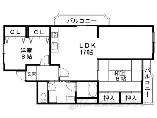 メゾンインペリアル(2LDK/4階)の間取り写真