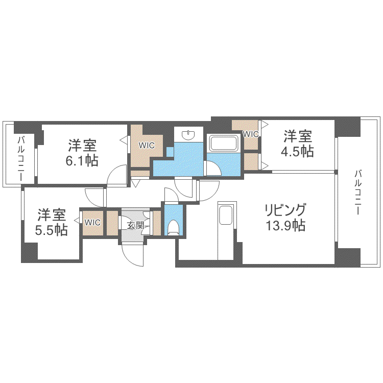 レーベン福住 LEDEND ARKS(3LDK/12階)の間取り写真