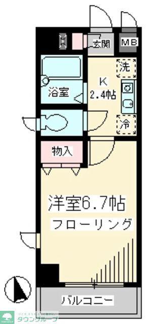 ツインコート調布(1K/1階)の間取り写真