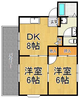 CREA御殿山C(2DK/2階)の間取り写真