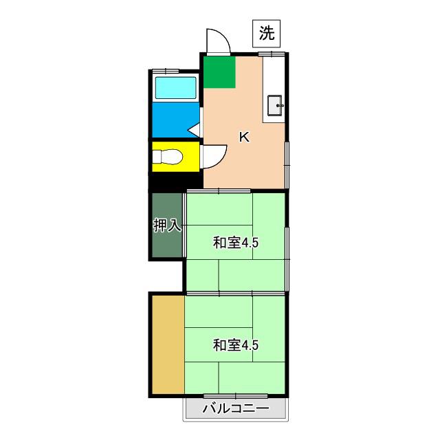 マンション緑(2K/2階)の間取り写真