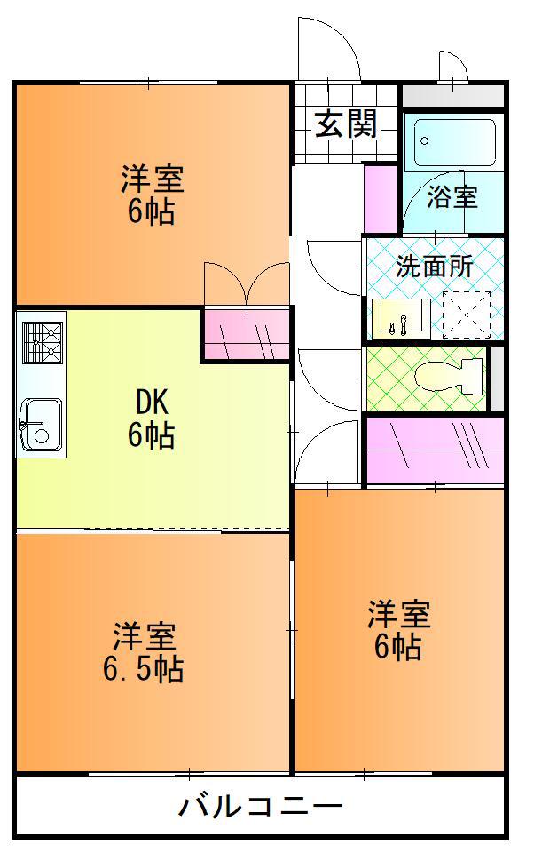 高南ハイツ(3DK/2階)の間取り写真