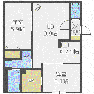 レクザ山鼻(2LDK/3階)の間取り写真