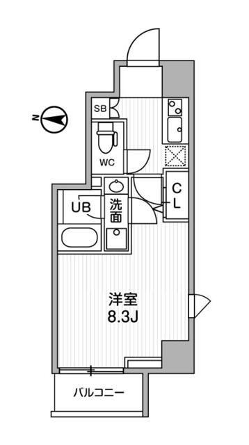 ALTERNA亀戸II(1K/6階)の間取り写真