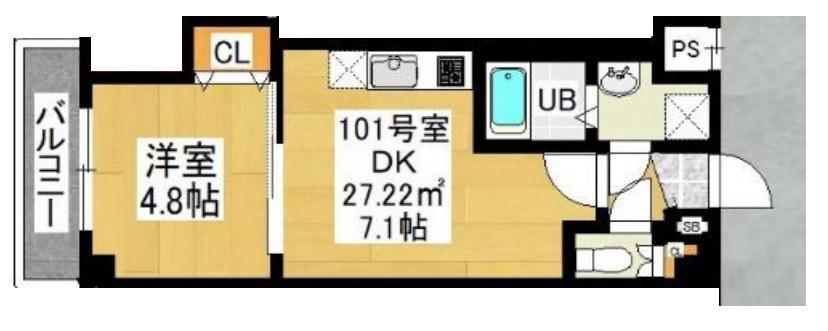CHRYSANT MAKUHARI FIRST 101(1DK/1階)の間取り写真
