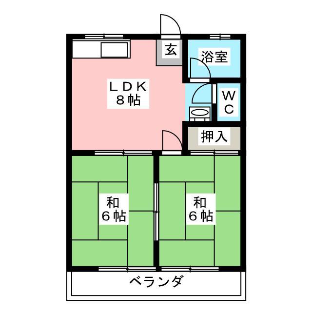 コーポ横山(2LDK/2階)の間取り写真