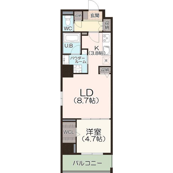 POLICUADRO TOWER I(1LDK/8階)の間取り写真