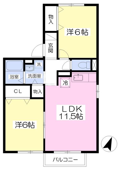 コトー桜台(2LDK/2階)の間取り写真