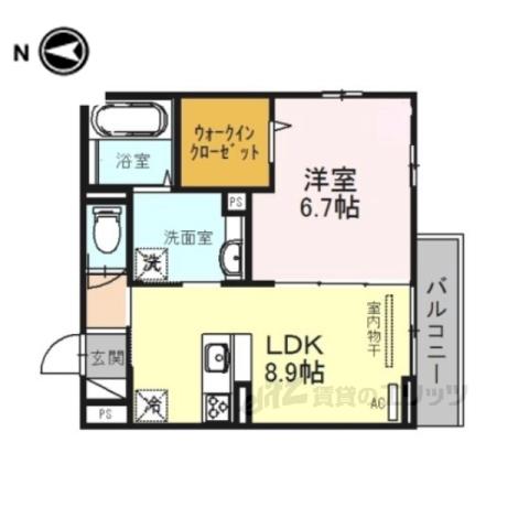 ヴェルデール・ヴィラ(1LDK/2階)の間取り写真