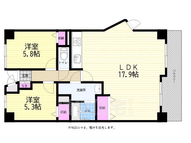 ダイアパレスガーデンヒルズ古江(2LDK/2階)の間取り写真