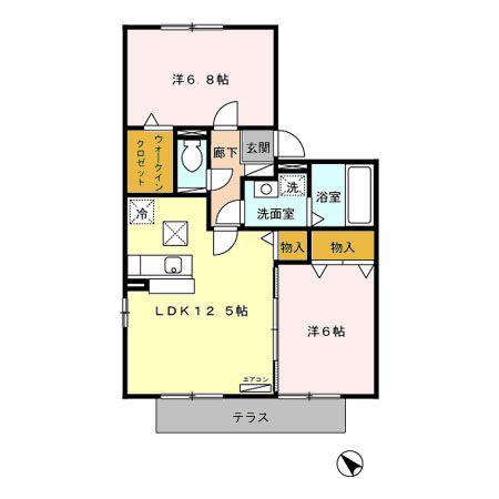 ヴィラパルテール(2LDK/1階)の間取り写真