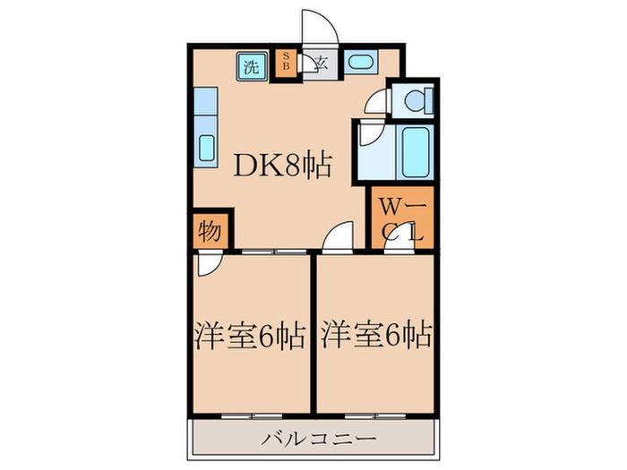 モン・フレール(2DK/3階)の間取り写真