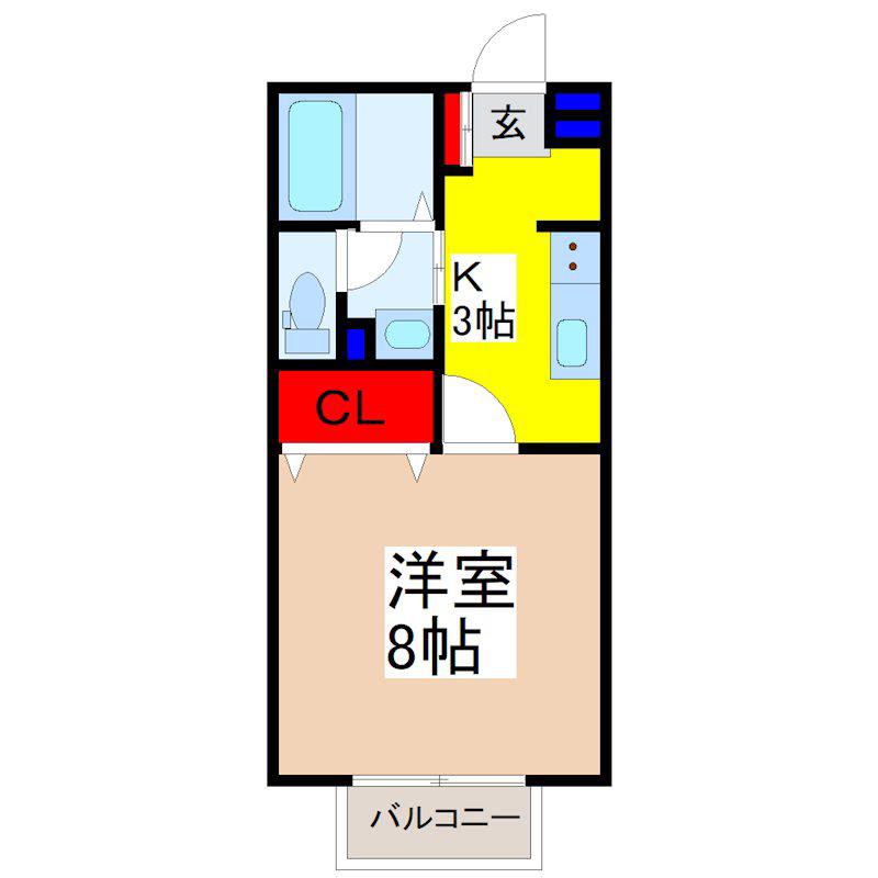 ルミエールK(1K/2階)の間取り写真