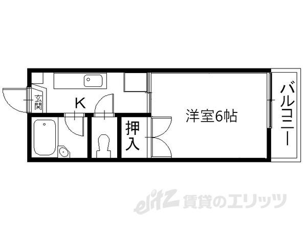 ラ・プラン外町Ⅱ(1K/1階)の間取り写真