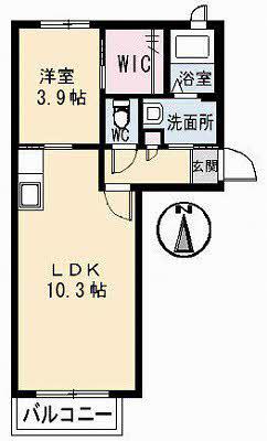 シャーメゾン学南(1LDK/1階)の間取り写真