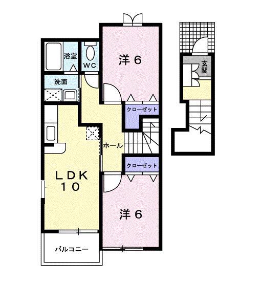 リヴァー(2LDK/2階)の間取り写真