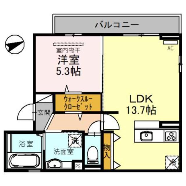 イーグル(1LDK/3階)の間取り写真