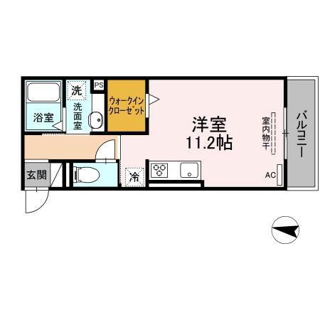GRAND D-ROOM京町(ワンルーム/2階)の間取り写真