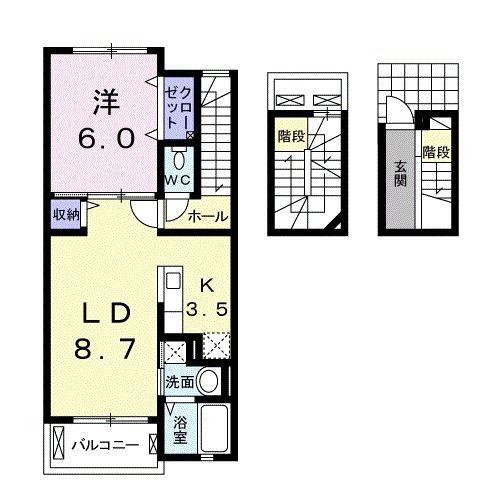 グレイス藤(1LDK/3階)の間取り写真